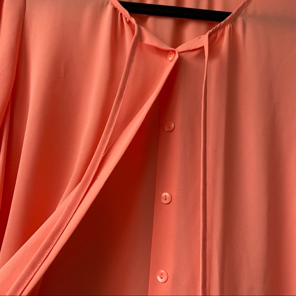 NWT Coral Orange Spanish Gardens Sheer Button Blouse Top - Picture 4 of 9